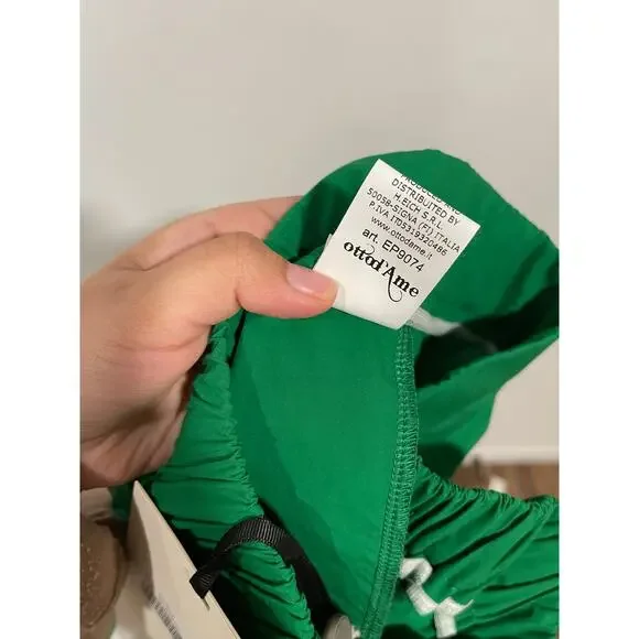 NWT Ottod'Ame Green Bandiera Cotton Wide Leg Pants Italian Minimalist